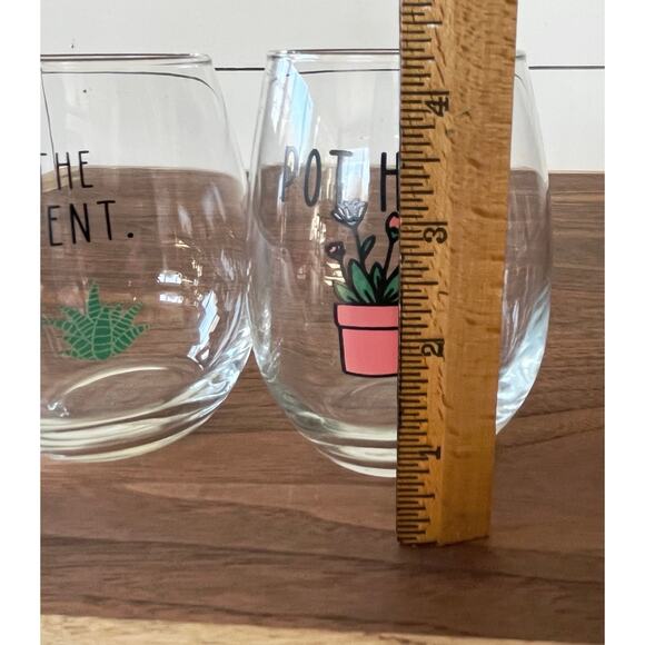 2 Funny Stemless Wine Glasses: Plant Lover Gift Set-What the Fucculent/Pot Head - Picture 8 of 8
